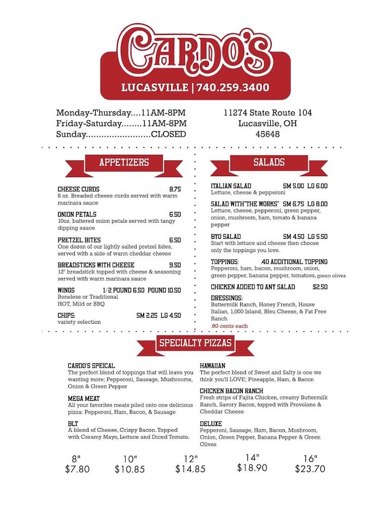 Cardo's Pizza of Lucasville Menu image 2